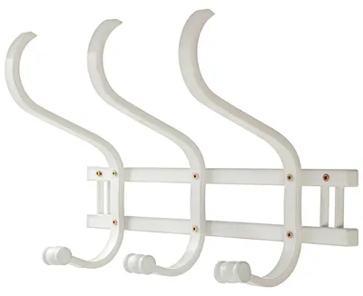 Image de Porte-manteau mural en bois avec 3 crochets, blanc, 45 x 21 x 30 cm