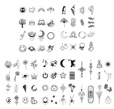 Produktbild von Temporäre Tattoos - 77 wasserdichte schwarze Tattoo-Sticker - ASIN B0D4F965B2