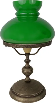 Produktbild von Tischlampe Echt-Messing Glas E27 rund Ø 22,5 cm 39 cm in Bronze Antik matt Grün Jugendstil