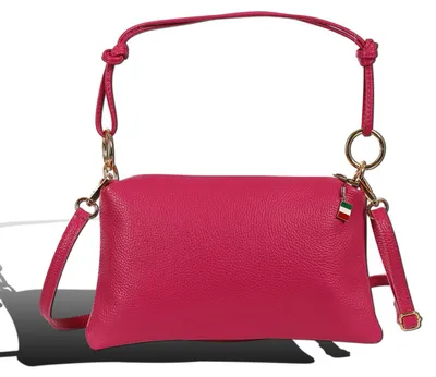 Image de Sac bandoulière en cuir Florence Damen, couleur fuchsia, modèle D2OTF861P3