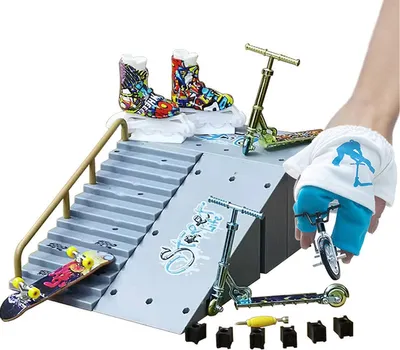 Produktbild von Fingerboard-Rampen-Set | Skatepark-Set für Kinder, Geschenkidee, Fingerboard-Rampen mit Mini-Set