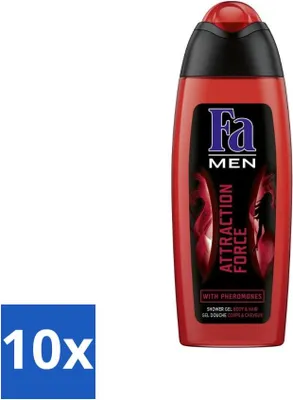 Produktbild von Fa - Duschgel - Attraction Force - Männer Körper & Haar - Bergamotte & Limette - Erfrischend - 250 ml - Vorteilspack - 10 Stücke
