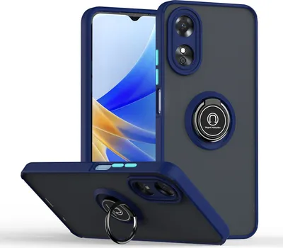 Produktbild von OPPO A17 Hülle, Ring Halter Ständer Matte Transluzent TPU Rahmen Stoßfest Schutzhülle für OPPO A17 Blau