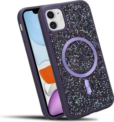 Image de Cadorabo Housse pour Apple iPhone 11 Housse pailletée compatible avec MagSafe en LILA Housse magnétique Sparkle Diamond pour Apple iPhone 11 antichoc Diamant Crystal Housse de protection avec force magnétique
