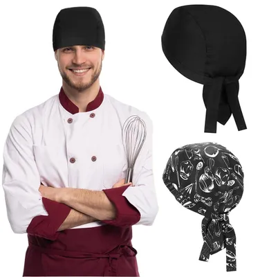 Kochmützen-Set, 2 Stück, atmungsaktiv, elastisch, verstellbar, Unisex