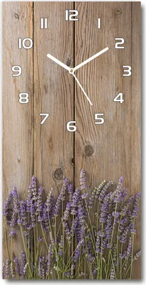 Produktbild von Wanduhr aus Glas – 30x60 cm - Glasbild - Glasuhr - Gehärtetes Glas -Lavendel auf dem Holz