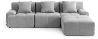 Produktbild von MILYSOFA SOFAMOUS 3-Sitzer-Modul-Ecksofa mit Chaiselongue, Chenille-Stoff in Mineralgrau