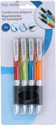 Zdjęcie produktu dla Topwrite - Zestaw długopisów kulkowych z gumowym uchwytem niebieski 4 szt.