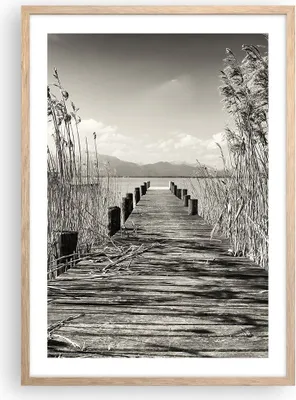 Produktbild von Gerahmtes Poster - Rahmen in heller Eiche - Brücke Pier Sepia - 50x70 cm - Wand Bild - Wanddeko - Wandbilder - Kunstposter - Wandposter - Bilderrahmen - Bilder - Kunstdruck - P2NPA50x70-4928