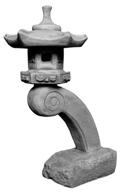 Produktbild von Ästhetische japanische Steinlaterne aus Steinguss, Höhe 60 cm, 19 kg, Grau, frostbeständig für den Außenbereich
