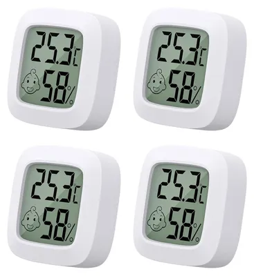 Produktbild von Hygrometer 4 Stück Mini-LCD-Thermometer, Thermometer innen, Hygrometer Innen, Luftfeuchtigkeitsmesser, digitales Thermometer, Hygrometer für B