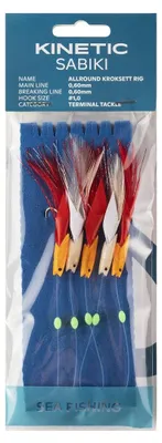 Produktbild von Kinetic Sabiki Allround Kroksett #1/0 Red/White Seelachs Dorsch Köhler Vorfach