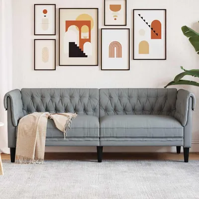Produktbild von Chesterfield-Sofa 3-Sitzer Hellgrau Stoff