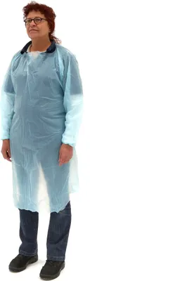 Produktbild von Romed Einmalschürzen Kittel-Schürzen mit Ärmeln, hellblau, CPE, 10 Stück