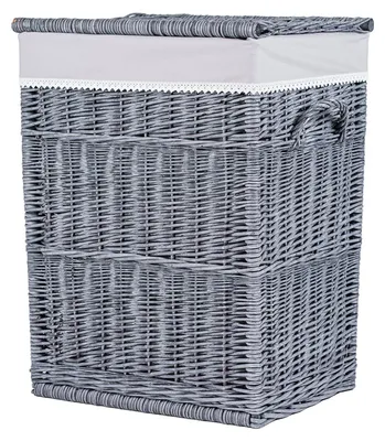 Produktbild von Wäschekorb aus Weide mit Deckel, grau 44x34x52 cm