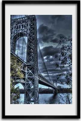 Produktbild von Bild - Bilderrahmen - 40 cm x 60 cm - MDF - Rahmen - Wandkunst - Die Brücke von New York