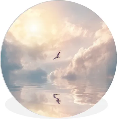Produktbild von MuchoWow® Rundes Wandbild - Runde Bilder Vogel - Meer - Sonne Ø 60 cm Kreis Wanddekoration Kunststoff - Wandkreis - Wandschmuck - Wand Kreis - Das Schlafzimmer - Die Bilder - Wandmalerei - Kunst für das Haus - das Plastik