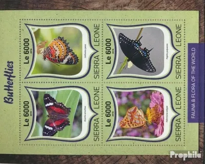 Produktbild von Briefmarken Sierra Leone 2016 Mi 7538-7541 Kleinbogen (kompl. Ausg.) postfrisch Schmetterlinge