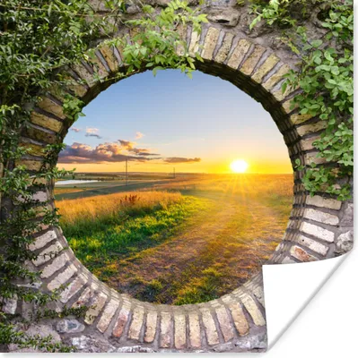Produktbild von MuchoWow® Poster Landleben - Aussicht - Sonne 50x50 cm - Wohnzimmerdekoration
