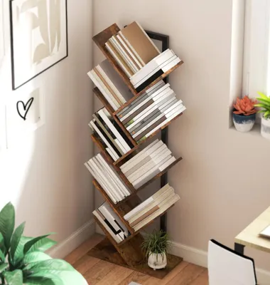 Produktbild von Bücherregal, Standregal mit 9 Ebenen Schmal Regal, Büroregal für Büro,Wohnzimmer