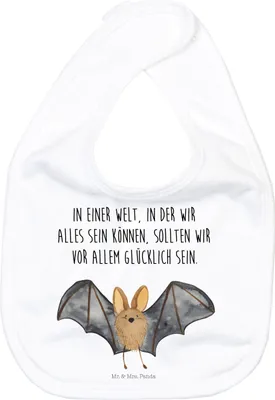 Produktbild von Mr. & Mrs. Panda Lätzchen Fledermaus Flügel - Weiß - Geschenk, Für Babys, Sabberlätzchen, Lustige Sprüche, Schlabberlatz, Schlabberlätzchen, Kinderlätzchen