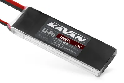 Productafbeelding van KAVAN Lithium-polymeer batterij, 1600 mAh, 7,4 V, 30/60C, geschikt voor modelvliegtuigen