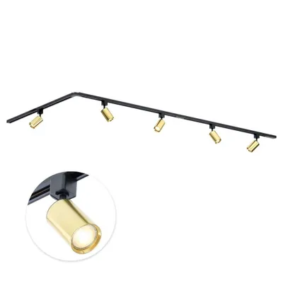 Produktbild von Qub Focus III - LED Schienensystem - Gold - 1-Phasen - 300cm - 5x GU10 Spots - L-Form