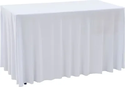 Zdjęcie produktu dla Elastyczne obrusy z falbaną, 2 szt., 120 x 60,5 x 74 cm, białe