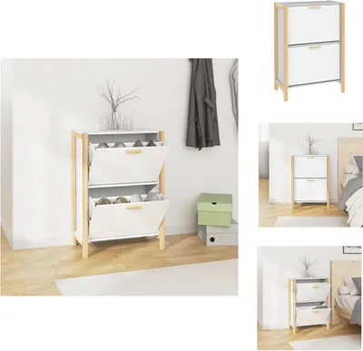 Obrázek produktu pro vidaXL Botník bílý 57,5x33x80 cm materiál na bázi dřeva - Botníky a skříně
