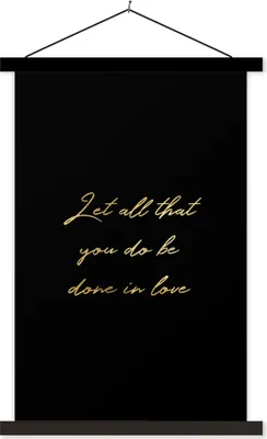 Produktbild von MuchoWow® Textilposter Zitate - Liebe - Gold - Schwarz 120x180 cm mit schwarzem Rahmen - Fotos