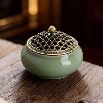 Immagine prodotto di Bruciatore per incenso in Vetroceramica, design vintage con superficie resistente al calore, ideale per la meditazione e l'aromaterapia