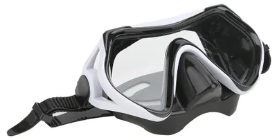 Produktbild von Silikon-Schnorchelbrille für Erwachsene, gehärtetes Glas, große Sicht, Schwimmbrille, Tauchausrüstung, weiß, schwarz