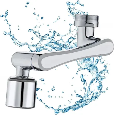 Produktbild von 1080°-Schwenk-Wasserhahnverlängerung + 2 Wasserauslassmodi, 360°-Schwenk-Wasserhahnbelüfter, universeller Schwenk-Roboterarm-Schwenk-Wasserhahnbelüfter