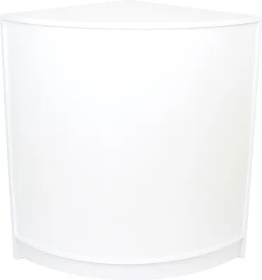 Immagine prodotto di Bancone angolare bianco CM60, espositore modulare angolare, vetrina per reception, negozio di gioielli, 2 ripiani, parte posteriore aperta, 60x90x60 cm, superficie in MDF melaminico