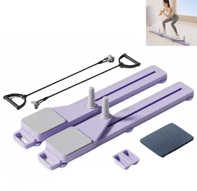 Produktbild von Pilates-Reformer, Fitnessboard & Pilates-Geräteset,Multifunktionales Liegestützbrett,mit Widerstandsbänder, Balance Board für Ganzkörpertraining