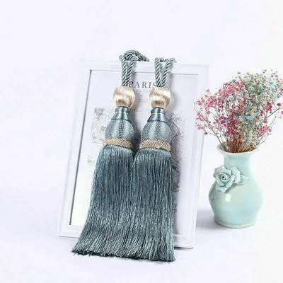 Produktbild von 2pcs Vorhang Raffhalter Seil Tie Rücken Quaste Vorhänge Binden Hellblau