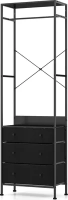 Image de Portant à vêtements avec tiroirs et tringle réglable - Noir