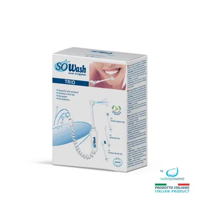 Obrázok produktu pre Prenosný ústny irigátor So Wash Trio s 3 hlavicami, 3-tryskovou hydropulznou kefkou, intradentálnym irigátorom