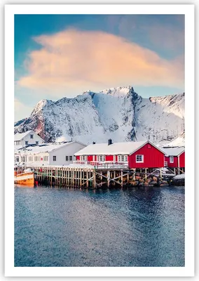 Produktbild von Poster - Poster ohne Rahmen - Lofoten Dorf Angeln - 70x100 cm - Wand Bild - Wanddeko - Wandbilder - Kunstposter - Wandposter - Bilder - Kunstdruck - Wanddekoration - Wandbild - P2XPA70x100-4762