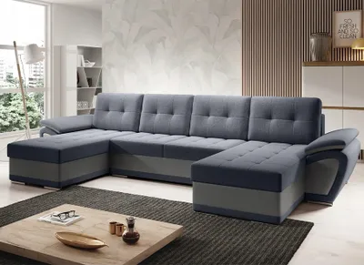 Produktbild von Easy4You ENZO Graphit/Grau Ecksofa U-Form 336 x 97 x 157 cm mit Schlaffunktion und Stauraum - Schlafsofa mit Bettkasten - Moderne Wohnzimmermöbel – Stoff: SORO 97 + SOFT 29