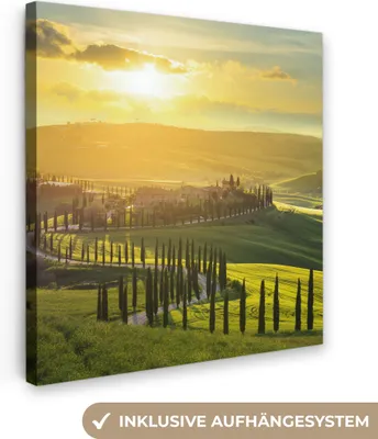 Produktbild von MuchoWow® - Leinwandbilder - Toskana - Sonne - Italien, Wandbild, Wanddeko Bilder Wohnzimmer, 90x90 cm