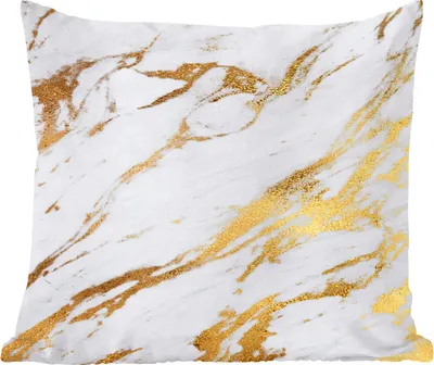 Produktbild von MuchoWow® Zierkissen Sofakissen Wohnzimmer Dekokissen 40x40 cm Marmor - Gold - Weiß - Chic - Foto Kissen - Schlafzimmer Dekoration