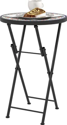 Produktbild von Outsunny Beistelltisch klappbar Gartentisch mit Mosaik-Design, Ø35,5 x 55 cm