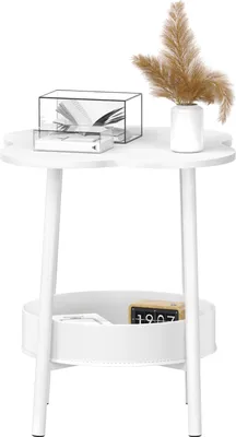 Produktbild von Kleiner Couchtisch, Blumenförmiger Schreibtisch-Teetisch, Beistelltisch im modernen Stil, minimalistischer Couchtisch mit 2 Ebenen für die Wohnzimmereinrichtung