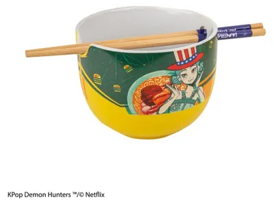 Immagine prodotto di Ciotola per ramen a tema "Cacciatori di demoni KPop" con bacchette. Hamburger di Zoey
