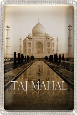 Produktbild von Blechschild Reise 20x30cm Indien schwarz weiß Taj Mahal