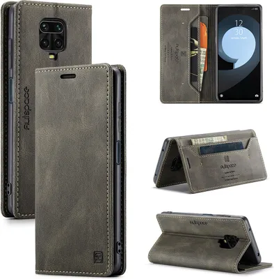 Immagine prodotto di Redmi Note 9 Pro Case, Retro Custodia in Finto cuoio, Stand e Custodia protettiva per Xiaomi Redmi Note 9 Pro Kupfer