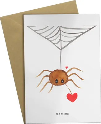 Produktbild von Mr. & Mrs. Panda Grußkarte Spinne Agathe Liebe - Weiß - Geschenk, einladungskarten, osterkarte, Grußkarten, Liebesbeweis, hochzeitskarten, weihnachtskarten, Verliebt