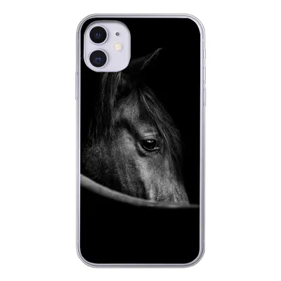 Produktbild von MuchoWow® Handyhülle Schutzhülle Hülle für iPhone 11 Pferde - Porträt - Schwarz - Tiere Silikon Softcase Handy Hülle - Handytasche