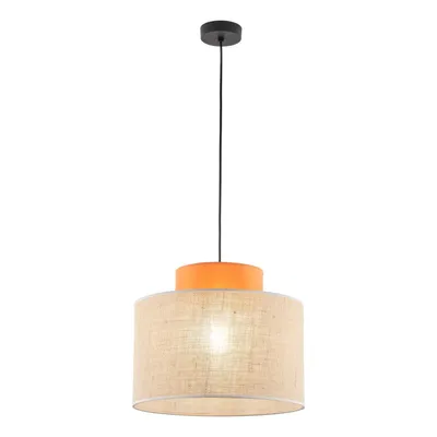 Immagine prodotto di Lampada a sospensione in tessuto metallo E27 Ø 38 cm H: max. 170 cm nero natura arancio rotondo retrò